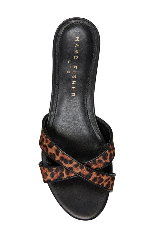 Marc Fisher Ltd Tracey Genuine Calf Hair Kitten Heel Slide Sandal In Brown
