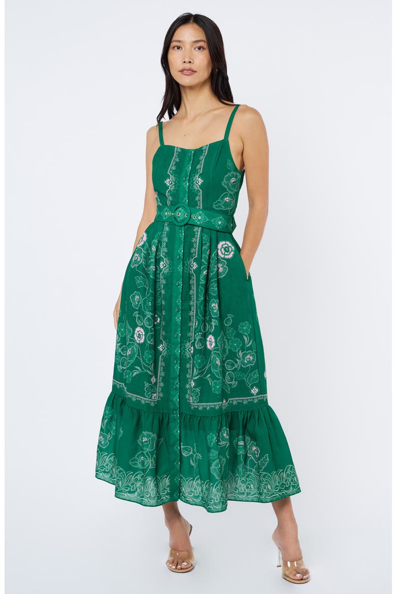 Esme Floral Print Sleeveless Dress, Alternate, color, GREEN MULTI