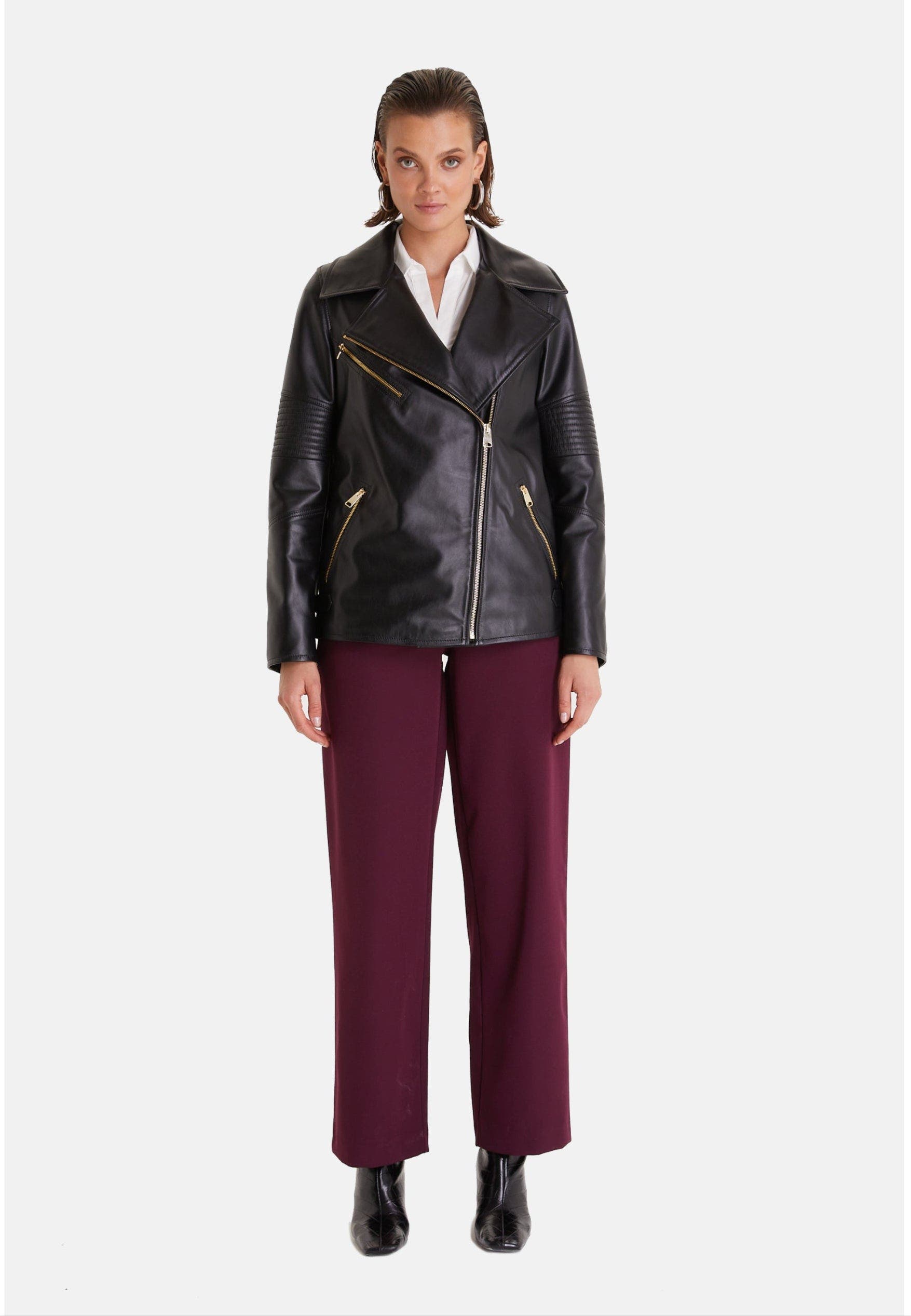 Furniq Uk Nicole Leather Jacket In Black