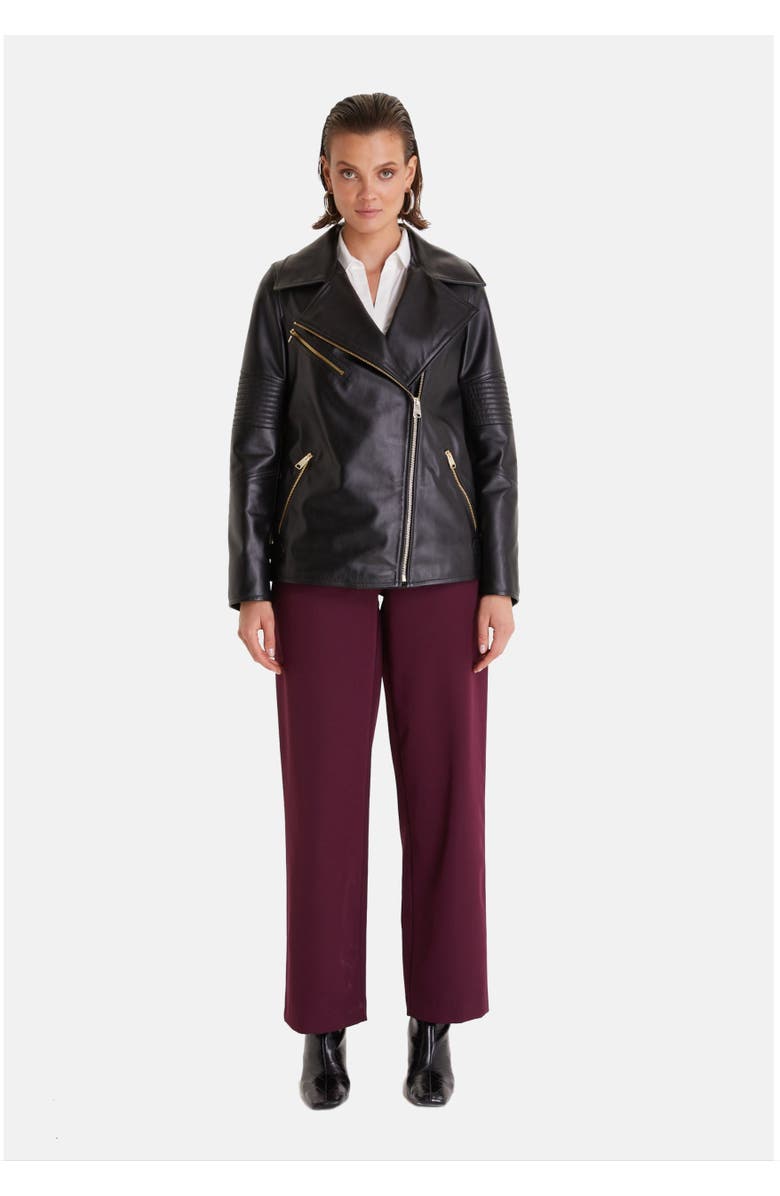 Furniq UK Nicole Leather Jacket, Main, color, Black