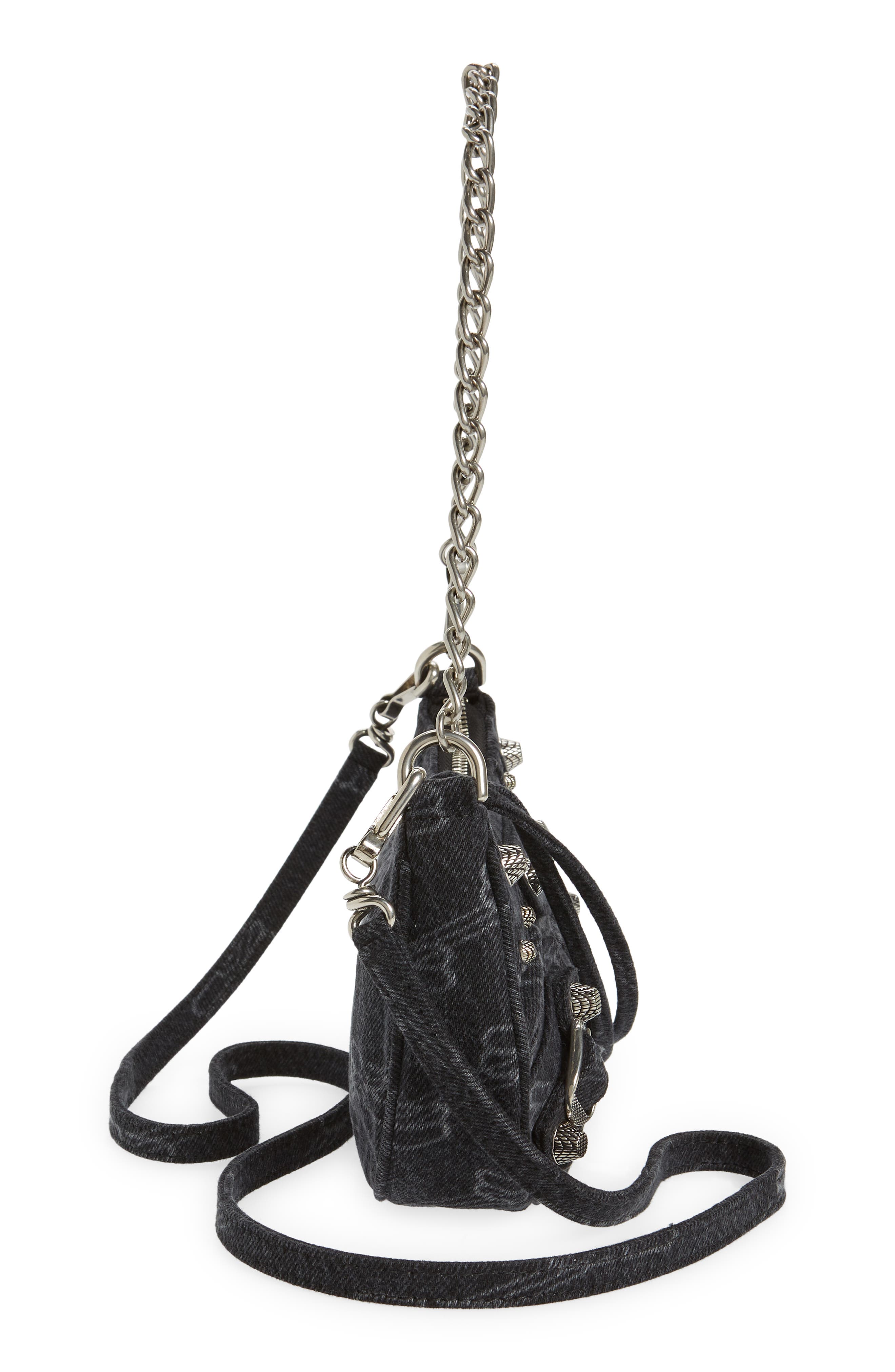 Le Cagole Denim Logo Shoulder Bag, Alternate, color, BLACK
