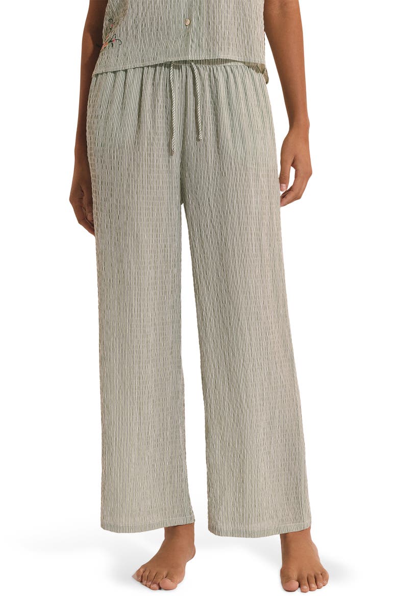 Etam Oselia Wide Leg Pajama Pants, Main, color, Imp Fond Vert