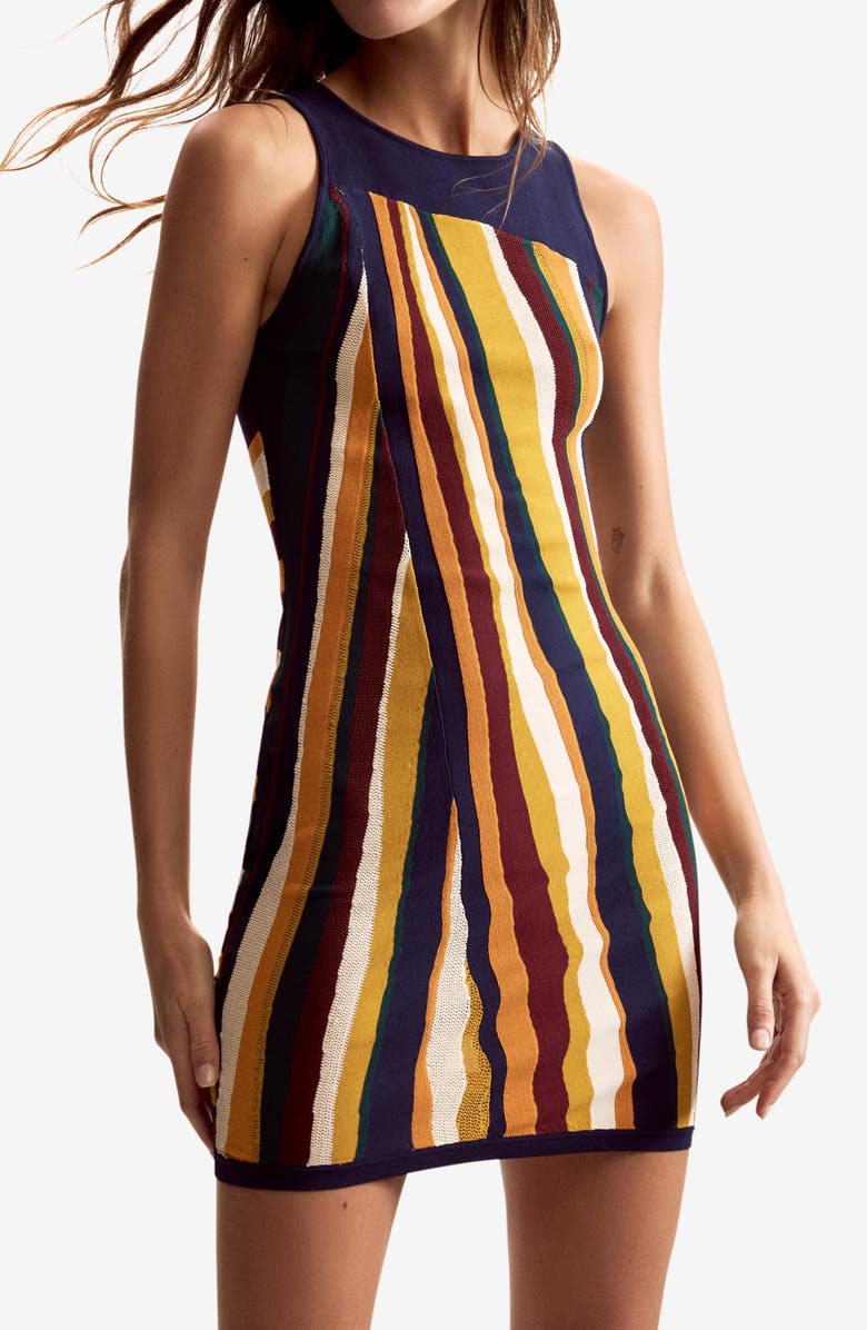 Desigual Sleeveless Stripe Knit Minidress, Alternate, color, Orange