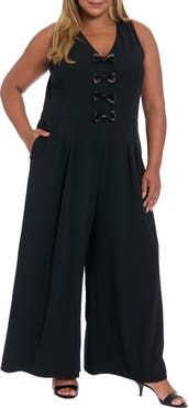 London Times Bow Front Sleeveless Jumpsuit