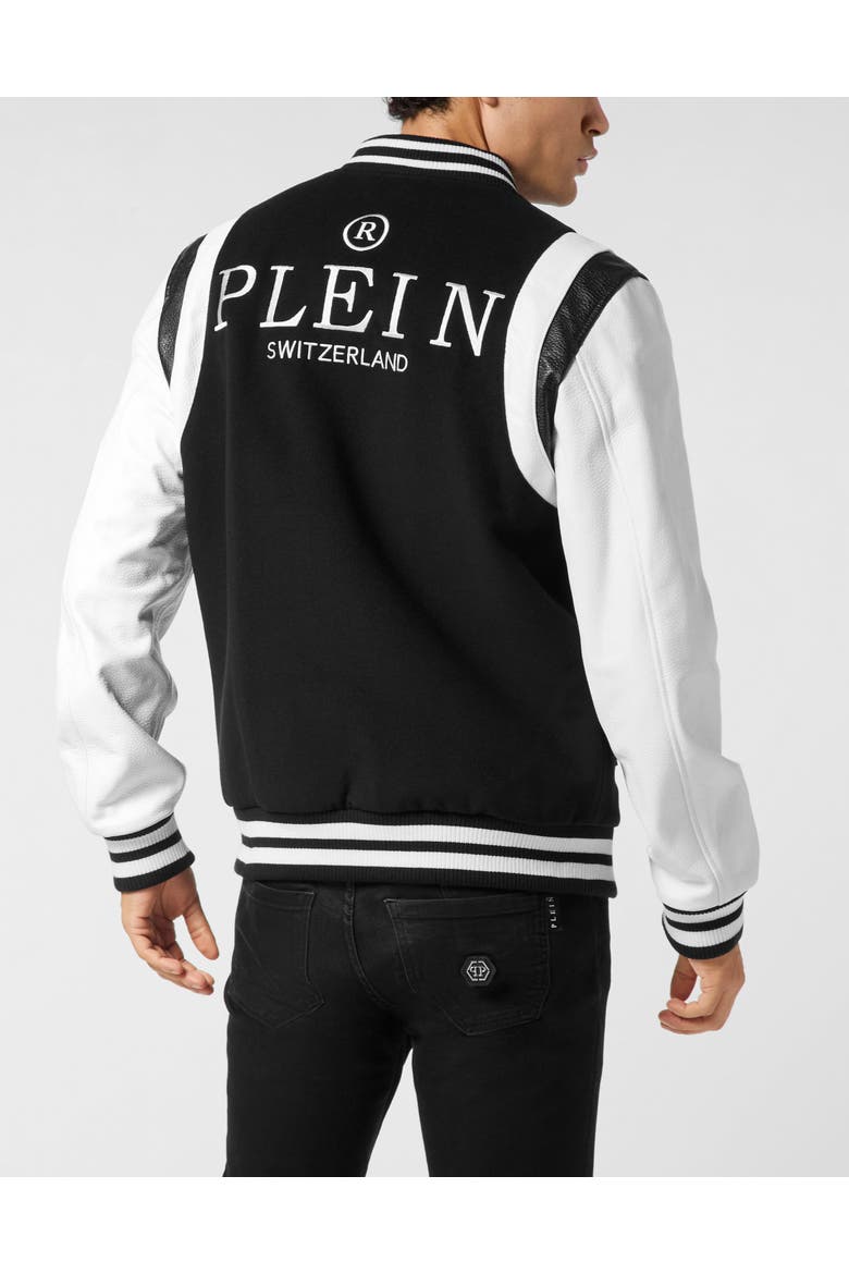 College Bomber Jacket Patches Men, Alternate, color, black