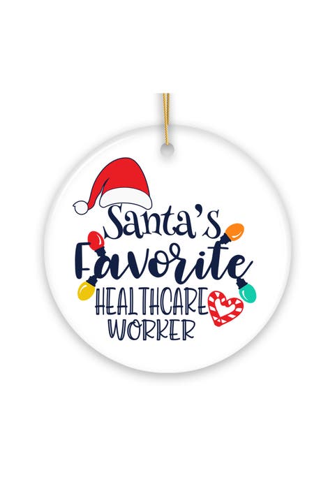 Santas Favorite Healthcare Worker Ceramic Ornament