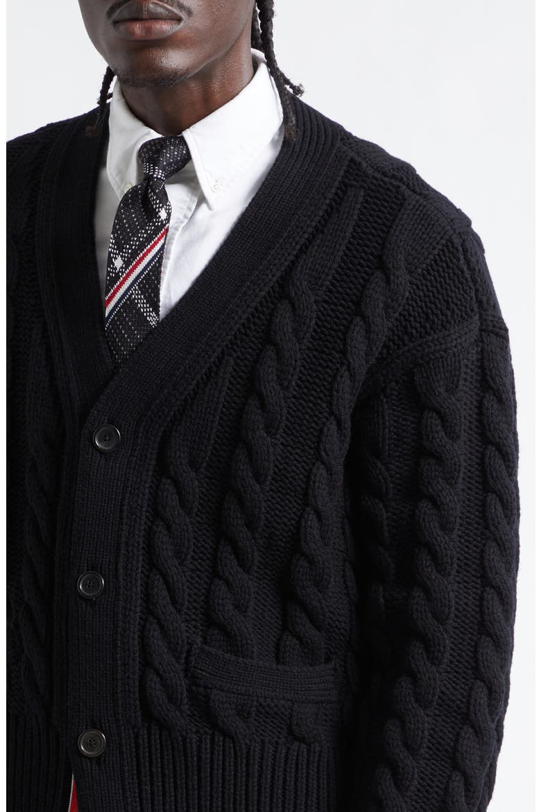RWB Cable Knit Wool Cardigan, Alternate, color, BLACK
