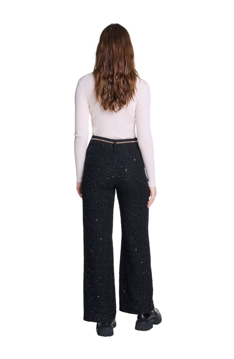 maje Sequinned tweed trousers, Alternate, color, 