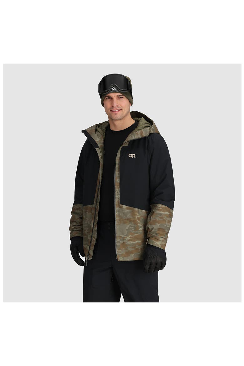 Snowcrew Waterproof Hooded Ski Jacket, Alternate, color, RANGER GREEN CAMO/ BLACK