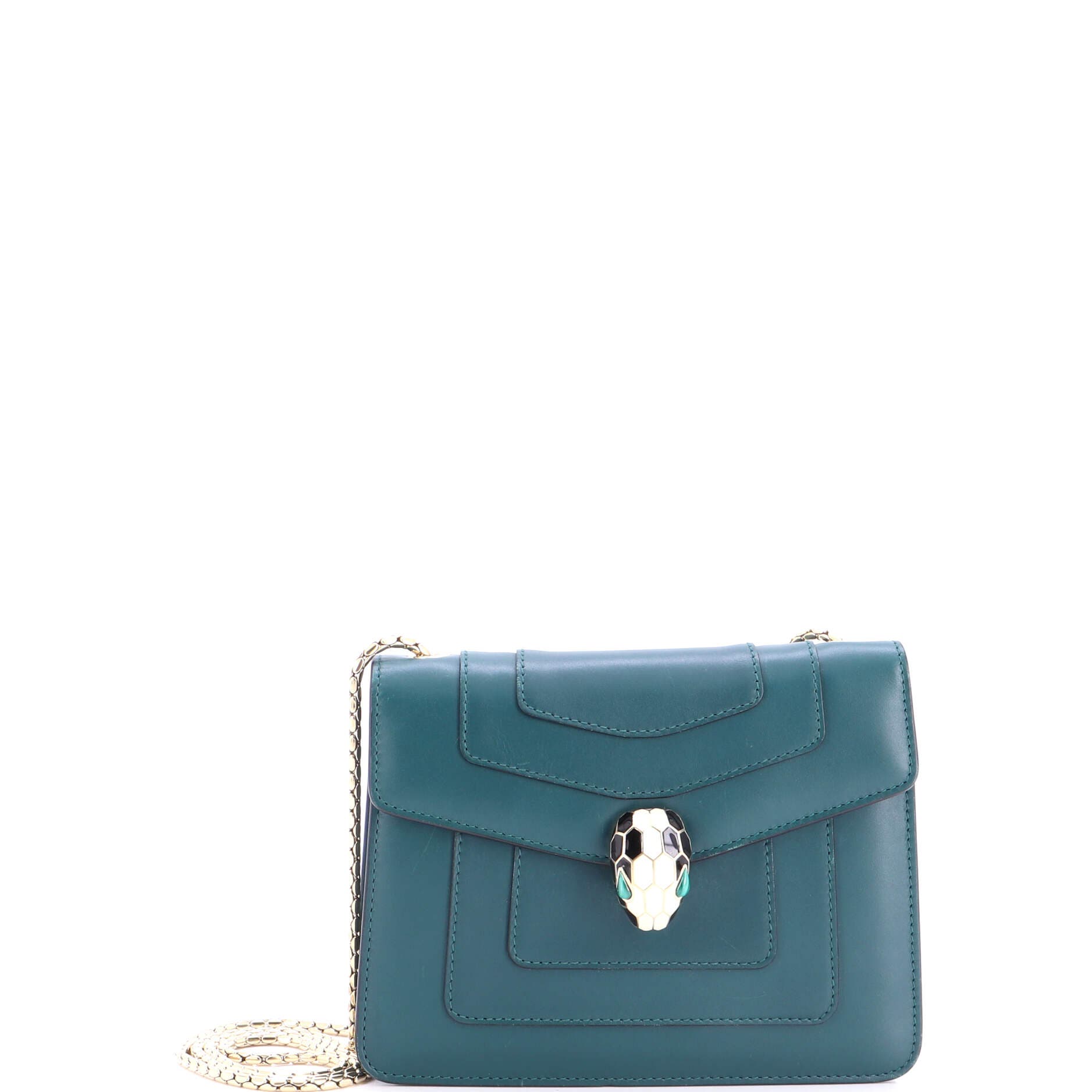 Serpenti Forever Square Shoulder Bag Leather Small, Main, color, Green