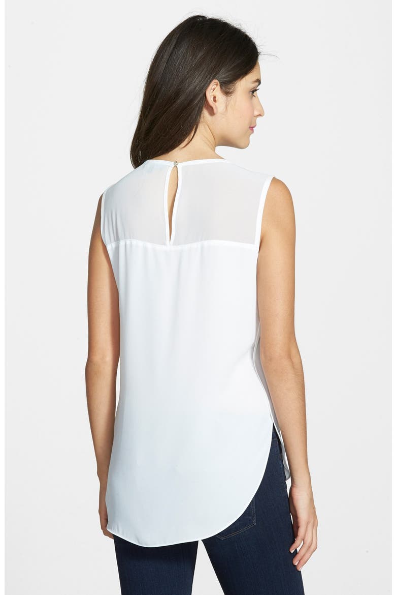 Sheer Yoke Sleeveless Blouse, Alternate, color, NEW IVORY