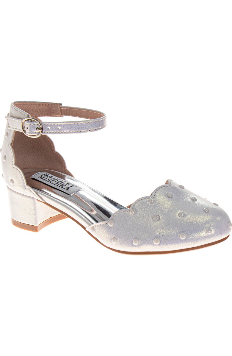 Badgley Mischka Collection Kids' Ankle Strap Pump, Main, color, White