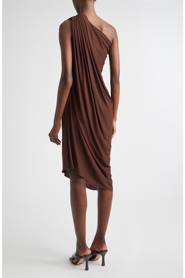 Draped Matte Jersey One-Shoulder Dress, Alternate, color, ESPRESSO 207