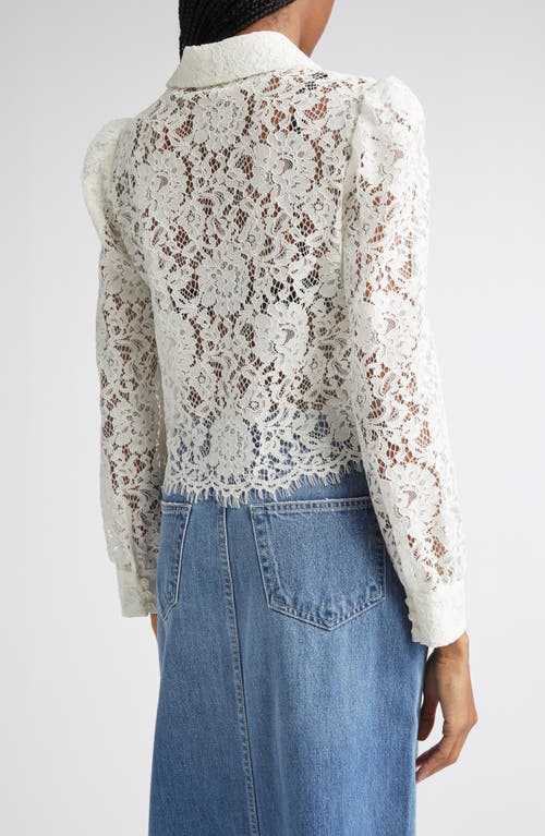 L Agence Miai Lace Button Down Blouse In Vintage White In White