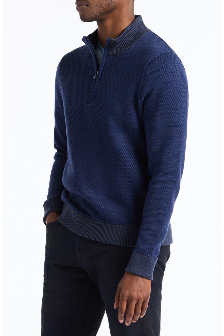 Walton Cotton & Silk Quarter Zip Sweater, Alternate, color, NAVY