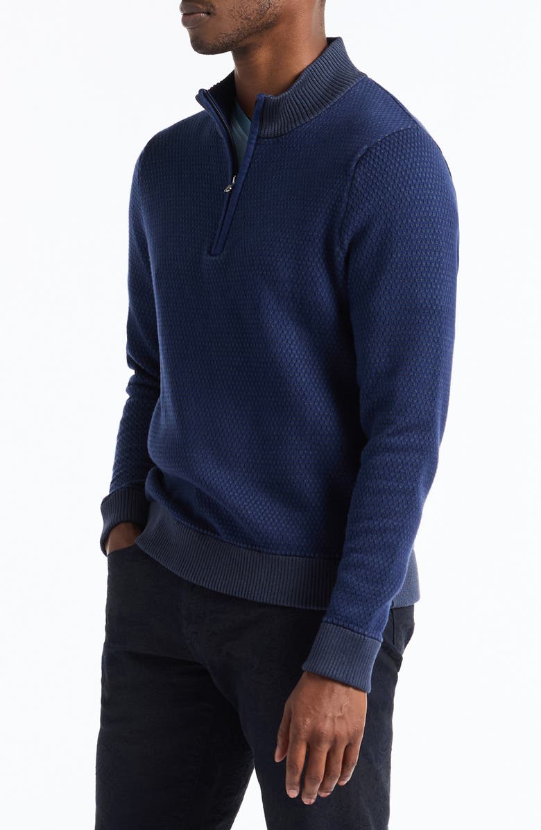 Robert Graham Walton Cotton & Silk Quarter Zip Sweater, Alternate, color, Navy