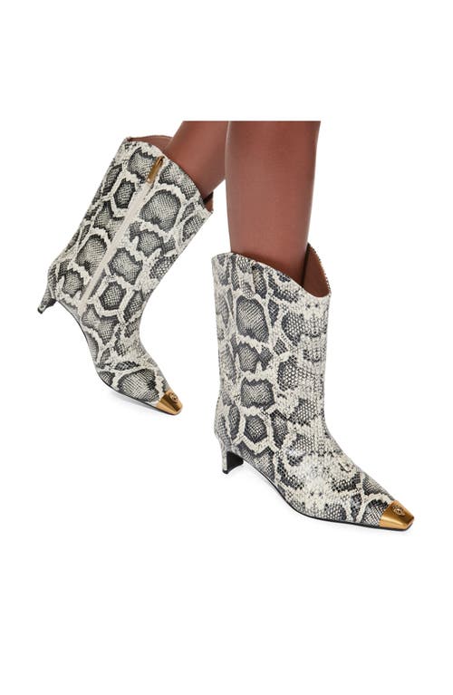 Kurt Geiger Women's Regent Snip Toe High Heel Snake Embossed Boots In Open White