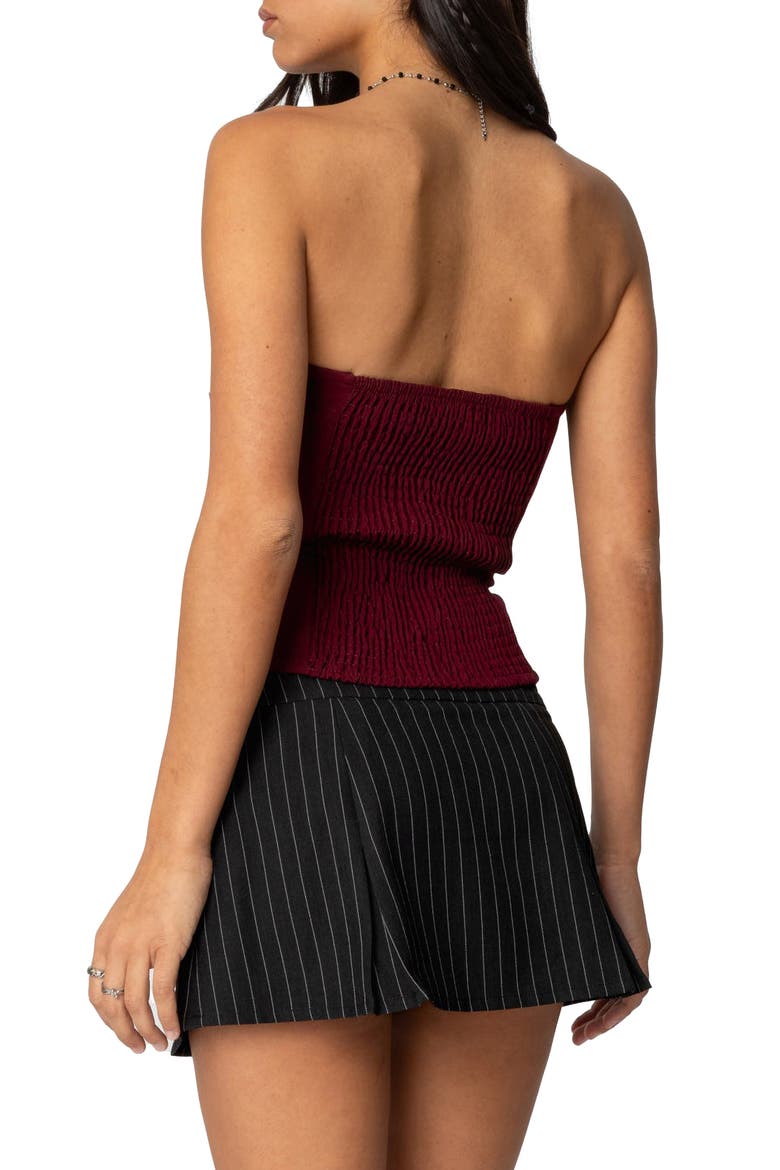 Ruffle Eyelet Tube Top, Alternate, color, BURGUNDY