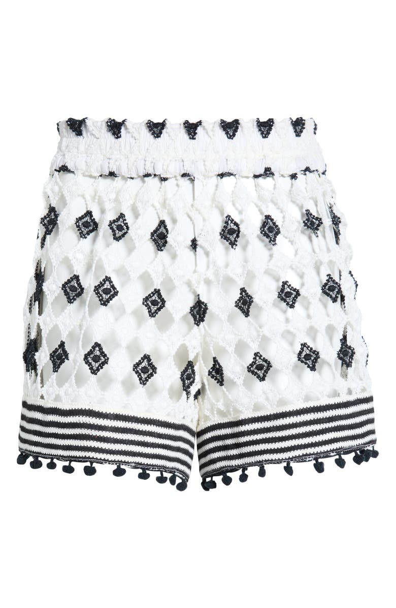 Ramy Brook Cordelia Open Knit Cover-Up Shorts, Alternate, color, Black/ Sandstone Crochet