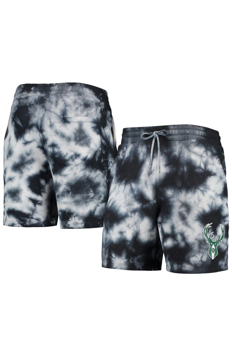 New Era Men's New Era Black Milwaukee Bucks Fleece Tie-Dye Shorts, Main, color, Black