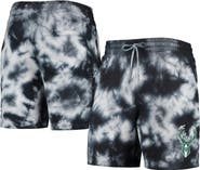 New Era Men's New Era Black Milwaukee Bucks Fleece Tie-Dye Shorts