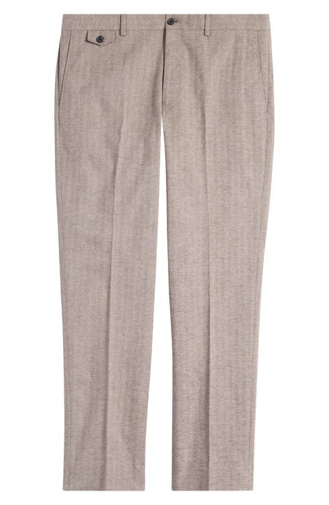 Stretch Herringbone Dress Pants