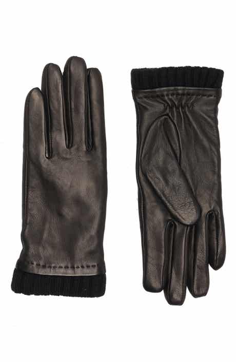 Ribbed Cuff Leather Gloves