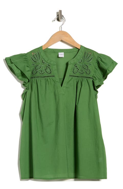 Short Sleeve Eyelet Top