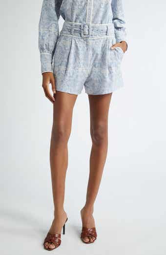 Veronica Beard Hobbes Embroidered Cotton Eyelet Shorts