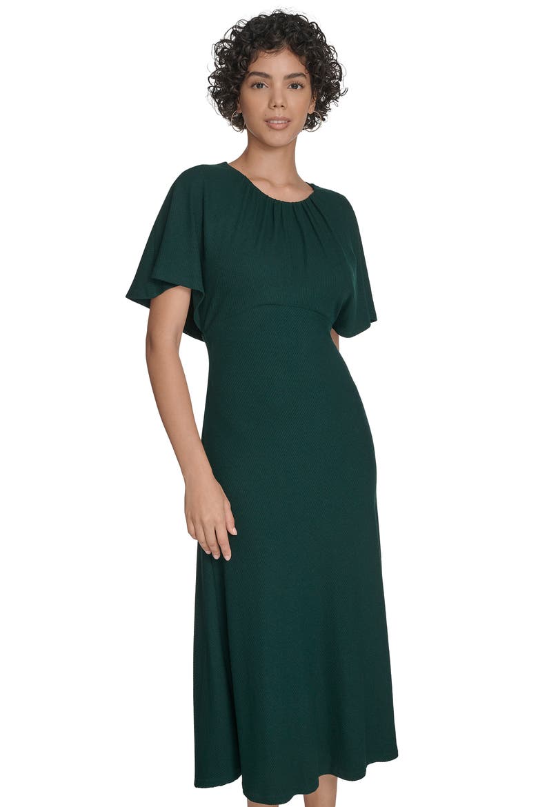 Rib Knit A-Line Midi Dress, Alternate, color, MALACHITE