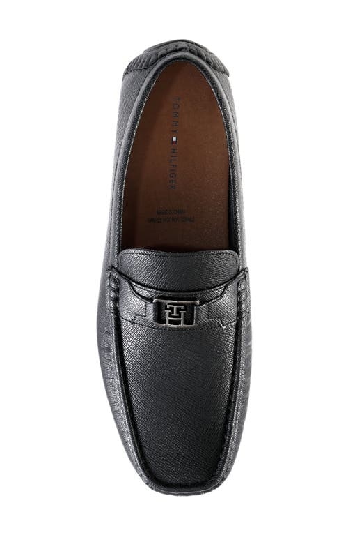Tommy Hilfiger Attle Driver Loafer In Black Saffiano Texture