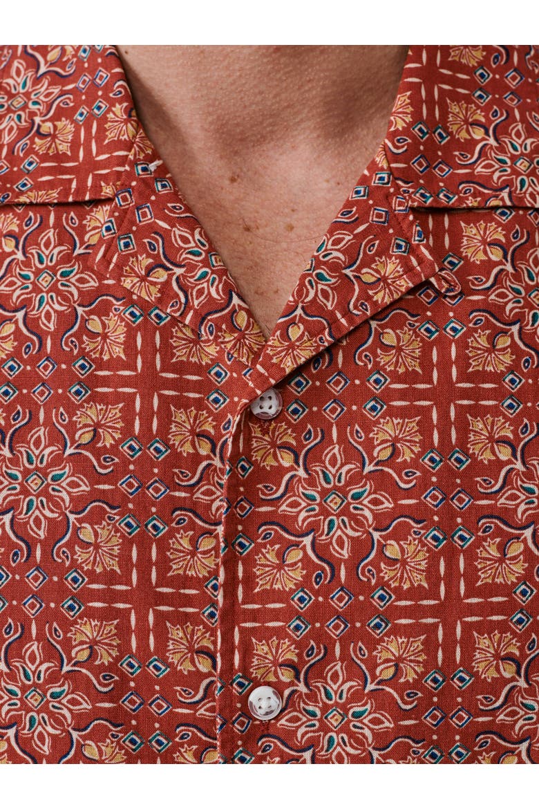 Abbey Cuban Collar Short Sleeved Shirt, Alternate, color, Tile Print