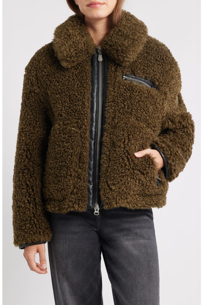 Hester Faux Fur Jacket, Main, color, BARK GREEN