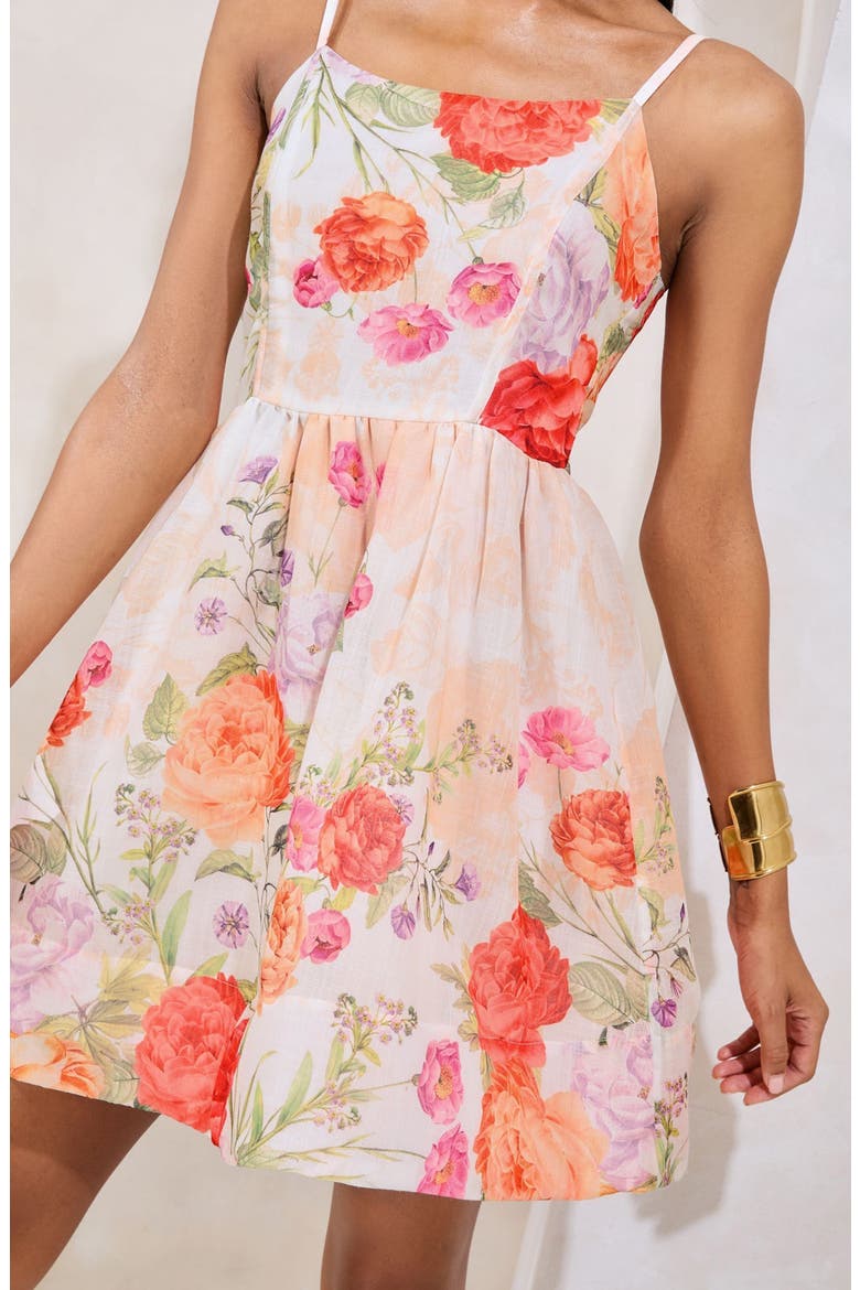 Floral Print Minidress, Alternate, color, WHITE