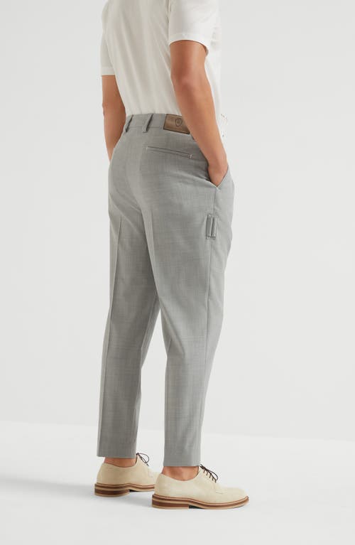 Brunello Cucinelli Wool And Cotton Trousers With Cuffs In Pearl Grey