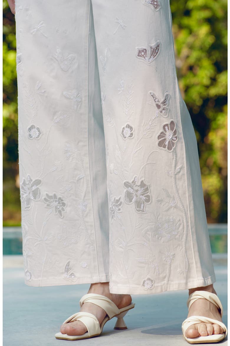 Embroidered High Waist Wide Leg Jeans, Alternate, color, MIST