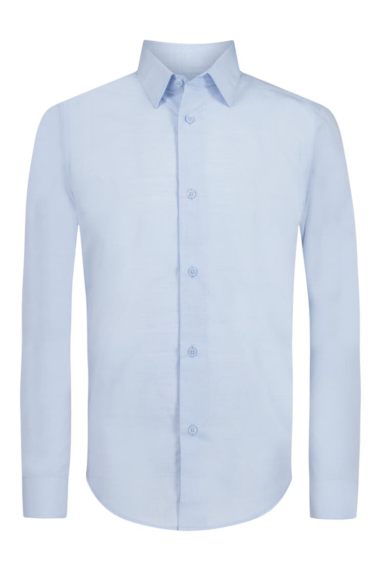 Kids' Heather Stretch Button-Up Shirt, Main, color, BLUE