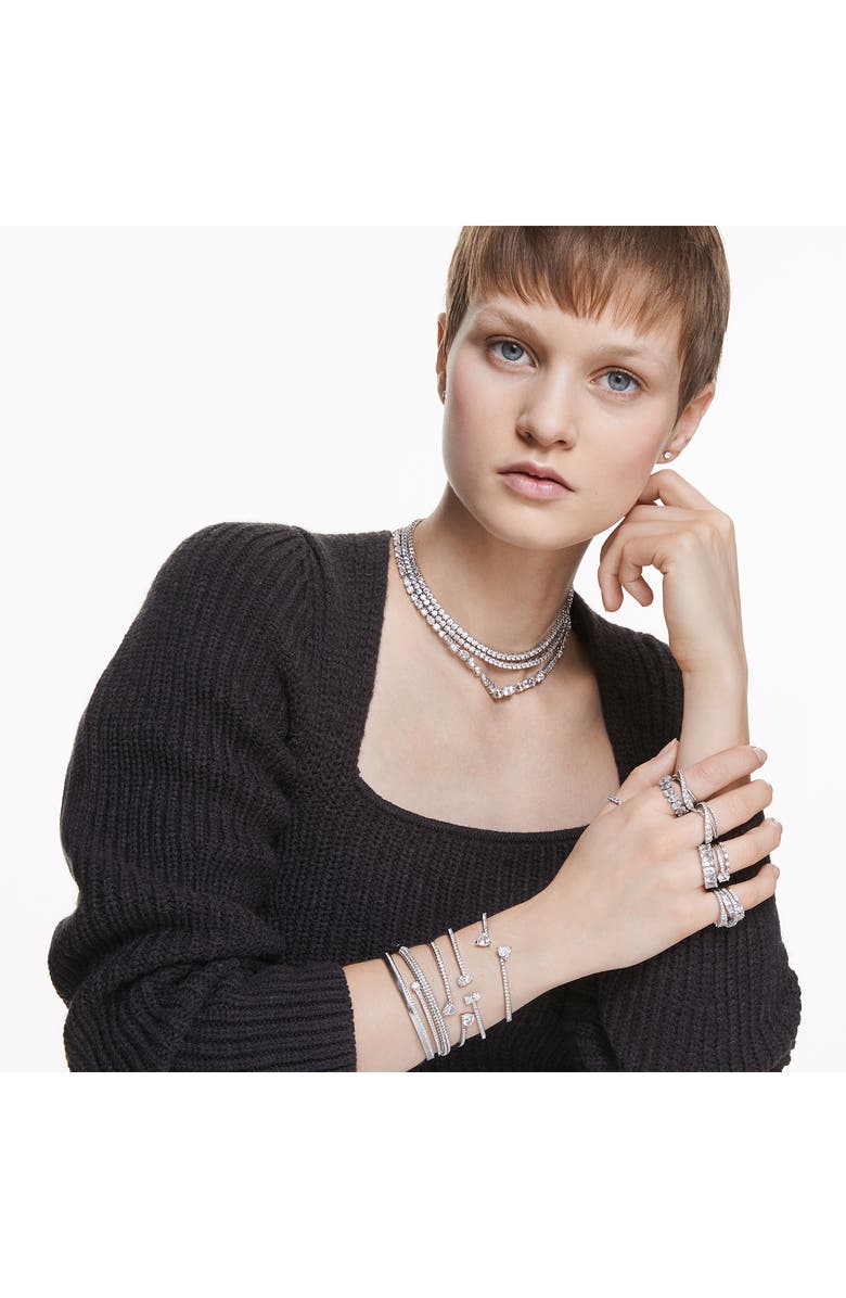 Swarovski Mesmera Attract Crystal Heart Bangle Bracelet, Alternate, color, White