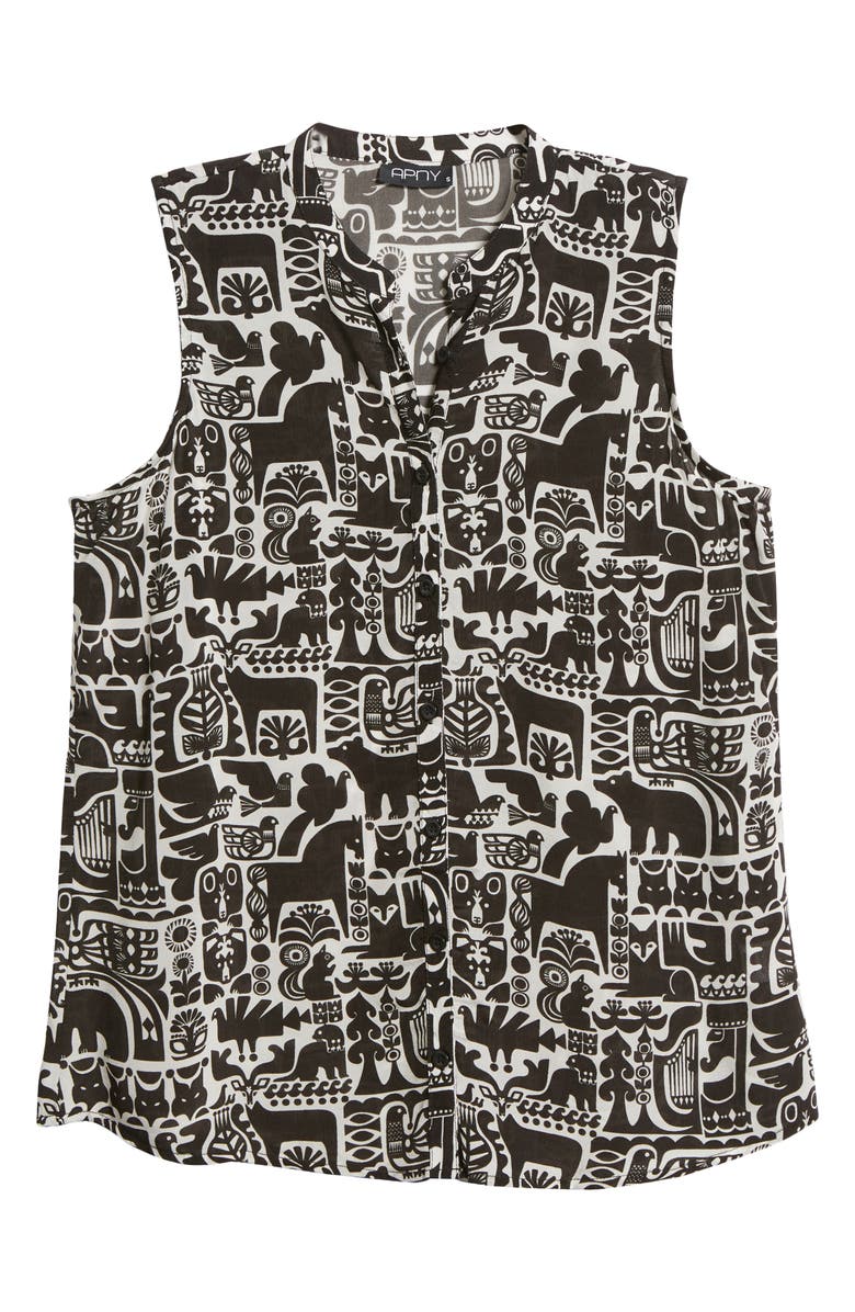 APNY Print Chiffon Button-Up Sleeveless Top, Alternate, color, Black/ White