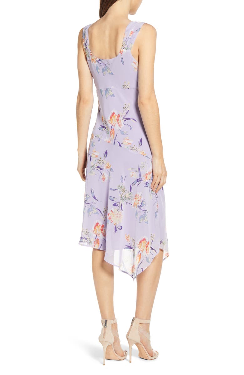 Leith Floral Asymmetrical Cowl Neck Dress, Alternate, color, Purple Bonnet Bouqt Floral