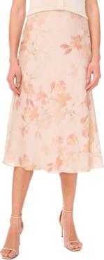 Halogen® Floral A-Line Midi Skirt