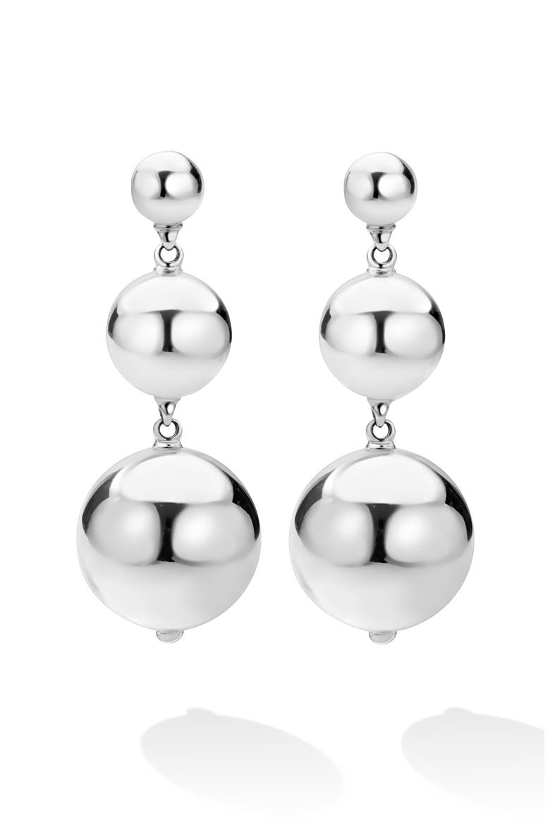 Caviar Bubbly Drop Earrings, Alternate, color, SILVER
