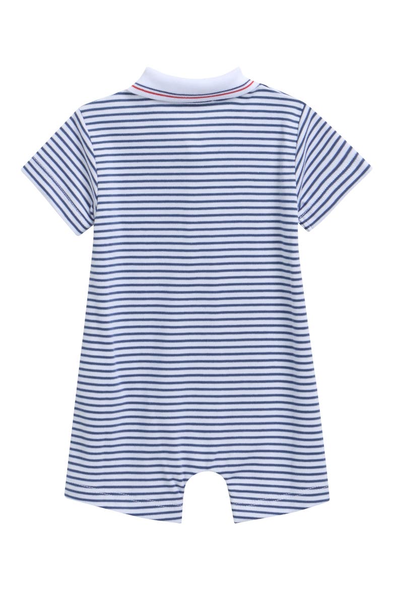 Stripe Pima Cotton Polo Romper, Alternate, color, NAVY
