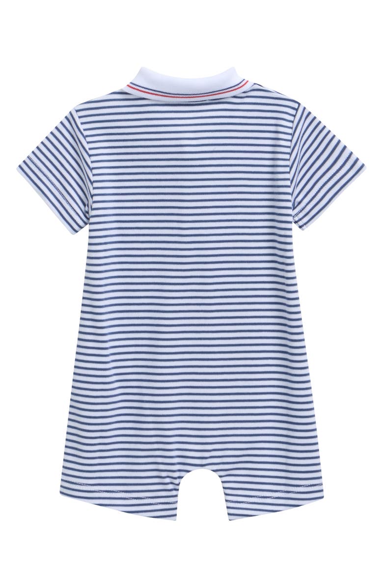 Kissy Kissy Stripe Pima Cotton Polo Romper, Alternate, color, Navy
