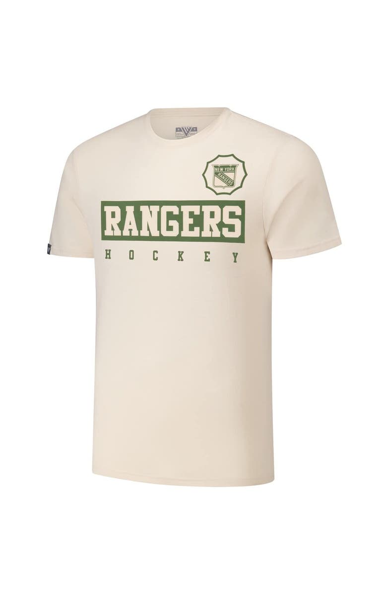LEVELWEAR Men's Levelwear Adam Fox Khaki New York Rangers 2024 NHL Military Appreciation Richmond Delta Player Name & Number T-Shirt, Alternate, color, Khaki