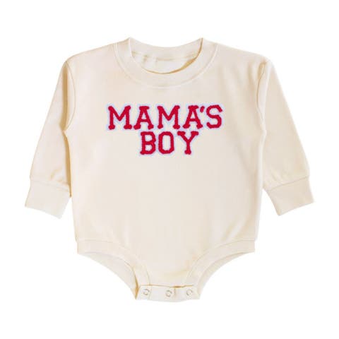 Mama
s Boy Patch Valentine
s Day Long Sleeve Romper