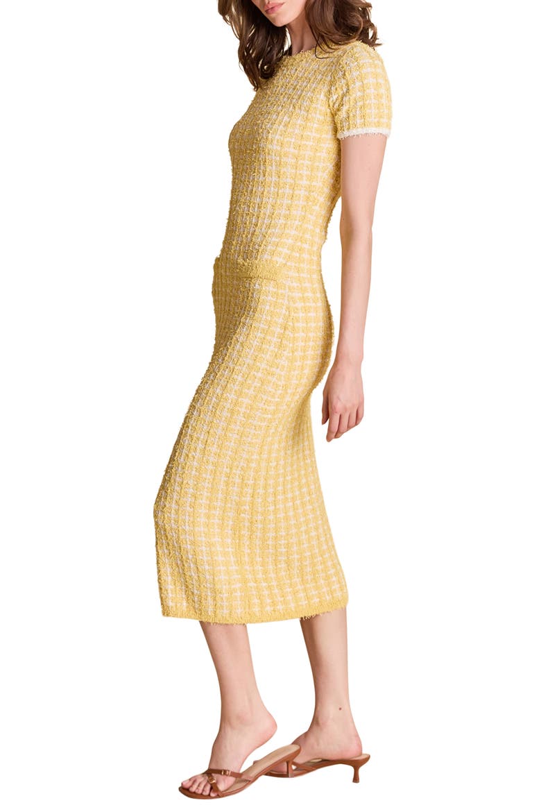 Check Knit Dress, Alternate, color, BUTTER/ WHITE