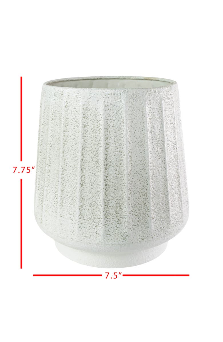 Foreside Home and Garden Fluted Sandy Planter White Metal, Alternate, color, White