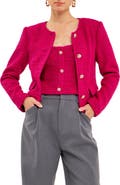 Endless Rose Round Neck Bouclé Crop Jacket