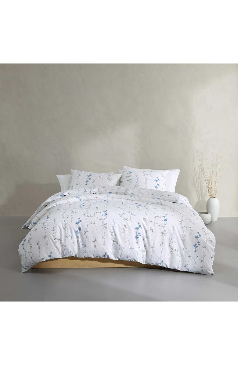 Calvin Klein Wildflower 300 Thread Count Cotton Comforter & Shams Set, Alternate, color, Parchment/ Blue